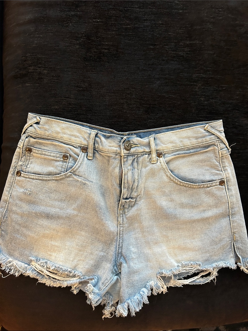 Free People Light Blue Distressed Denim Jean Shorts size 28